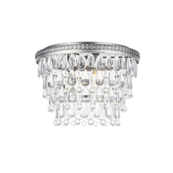 Elegant Lighting Nordic 15" 3 Light Royal Crystal Flush Mount