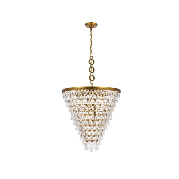 Elegant Lighting Nordic 7 Lights Iron and Crystal Chandelier in Brass