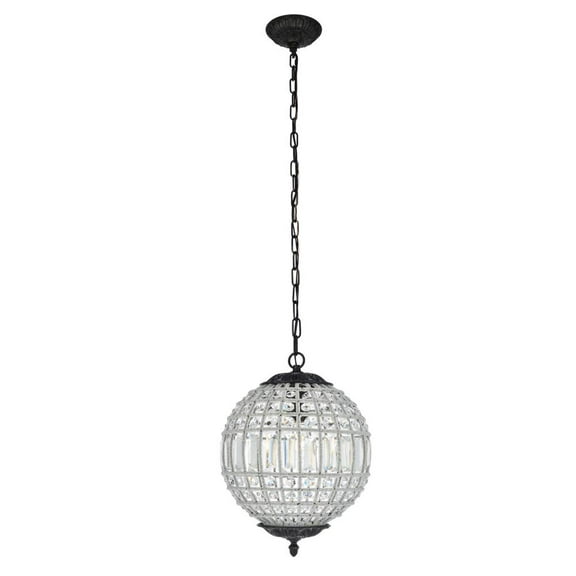 Elegant Lighting Olivia 12" Royal Crystal Pendant Lamp in Bronze