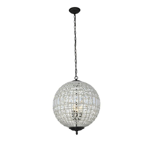 Elegant Lighting Olivia 18" 3 Light Royal Crystal Pendant Lamp