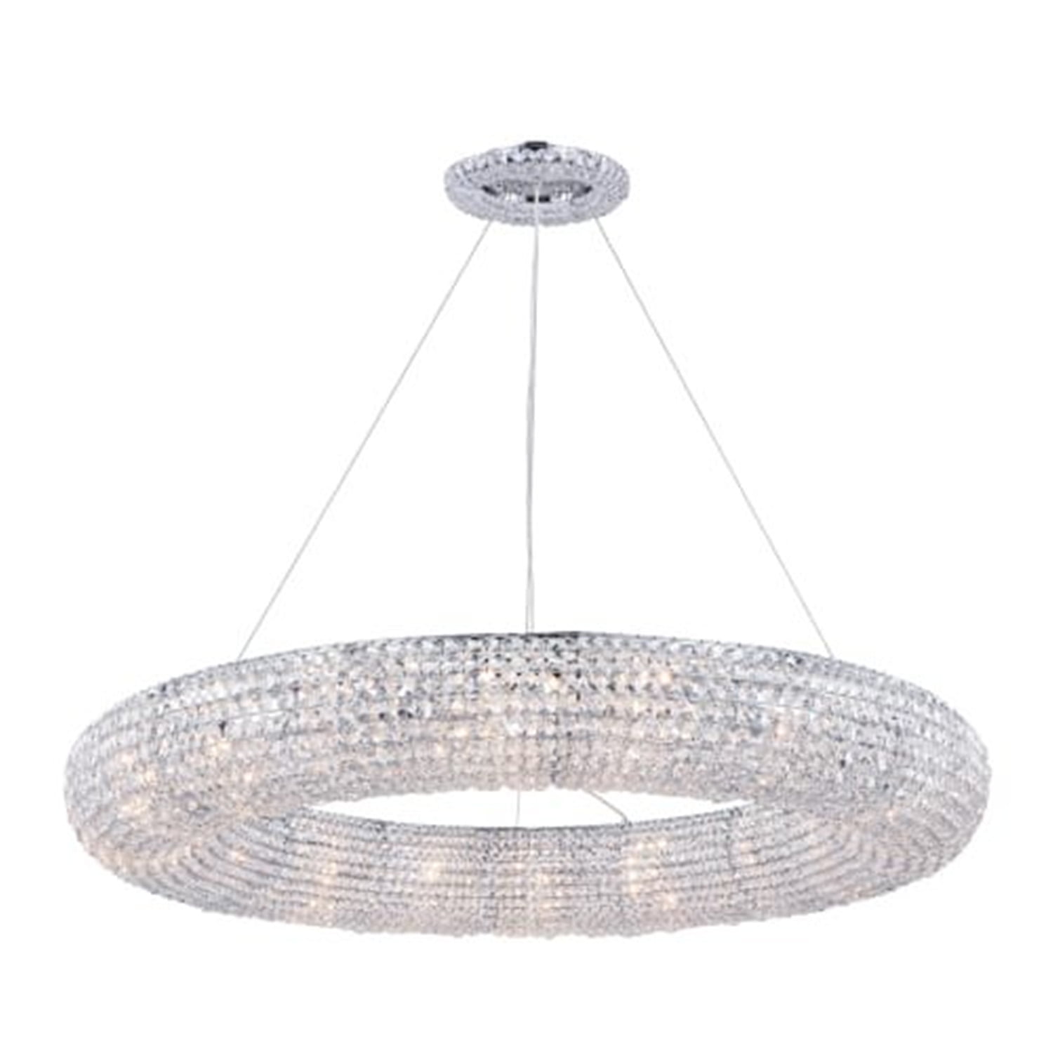 Parisian Chrome and Crystal Halo 18-Light Chandelier
