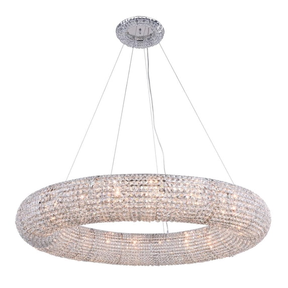 Elegant Lighting Paris 20 Light Royal Cut Crystal Chandelier in Chrome