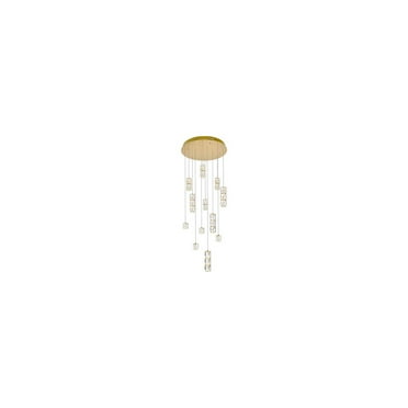 Elegant Lighting Polaris 12 Light Royal Cut Crystal LED Pendant in Gold