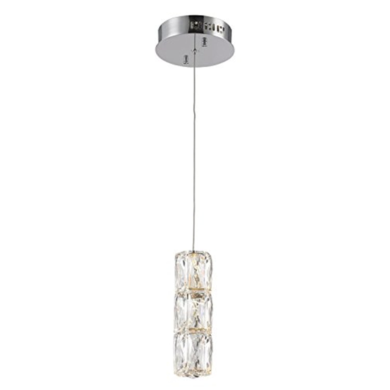 Polaris Chrome LED Pendant with Clear Crystal Shade