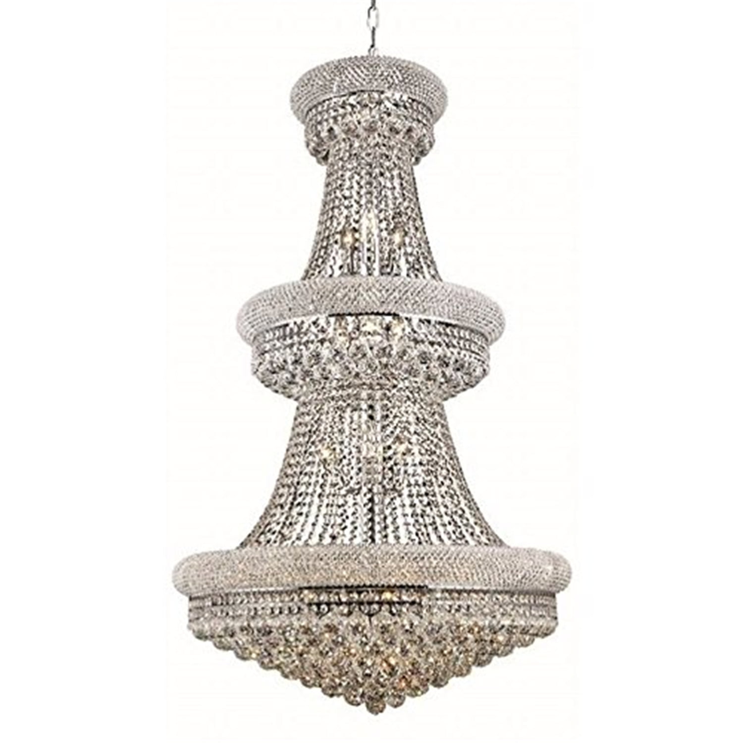 Transitional 30" Chrome Polished Royal Cut Crystal Chandelier