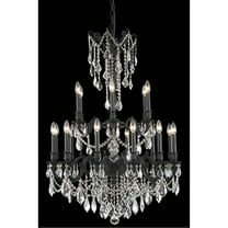 9218 Rosalia Collection Chandelier D:32in H:42in Lt:18 Dark Bronze Finish (Royal Cut Crystals)