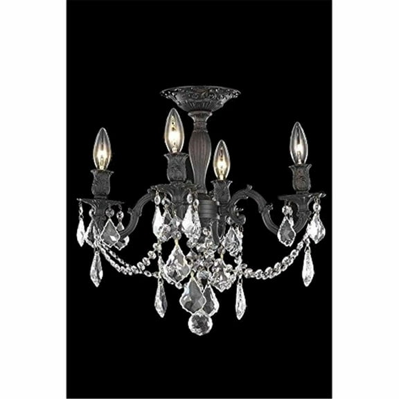 Elegant Lighting Rosalia 4 Lights Traditional Brass Semi Flush Mount in Bronze
