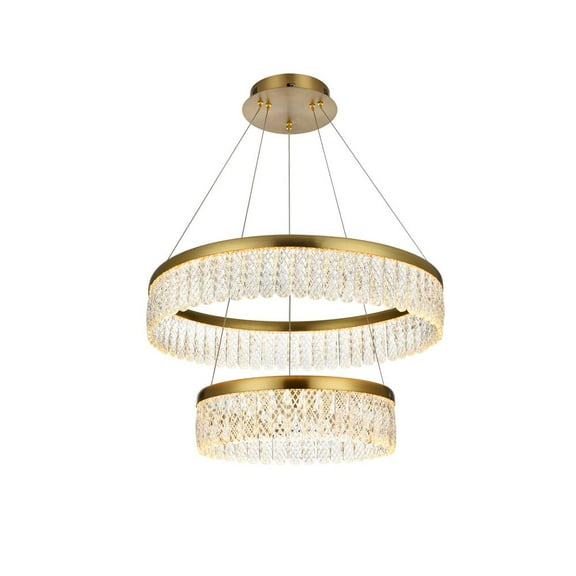 Elegant Lighting Rune 2-Light Metal Adjustable LED Chandelier in Satin Gold
