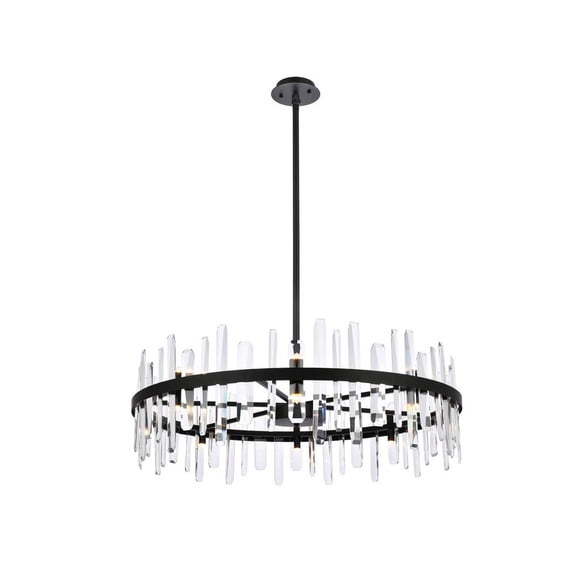 Serena 36 inch crystal round chandelier in black