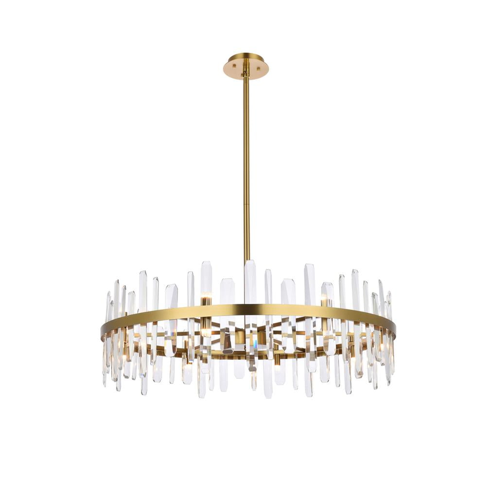 Satin Gold Modern Crystal 16-Light Round Chandelier