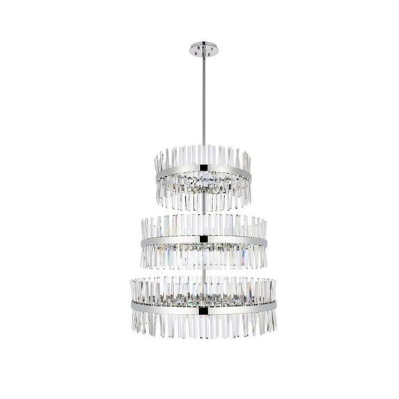 Elegant Lighting Serephina 36 inch 3 tiers crystal round chandelier light in chrome
