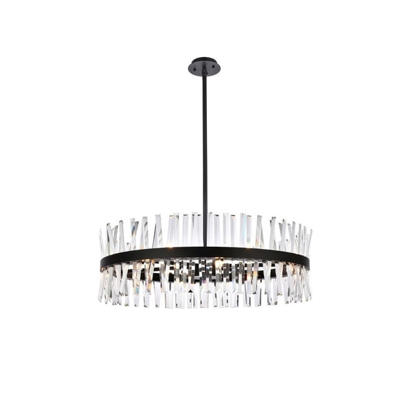 Serephina 36 inch crystal round chandelier light in black