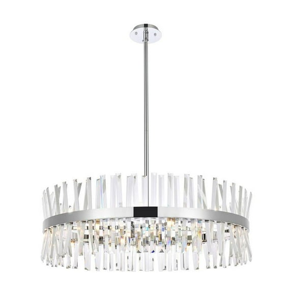 Elegant Lighting Serephina 36 inch crystal round chandelier light in chrome