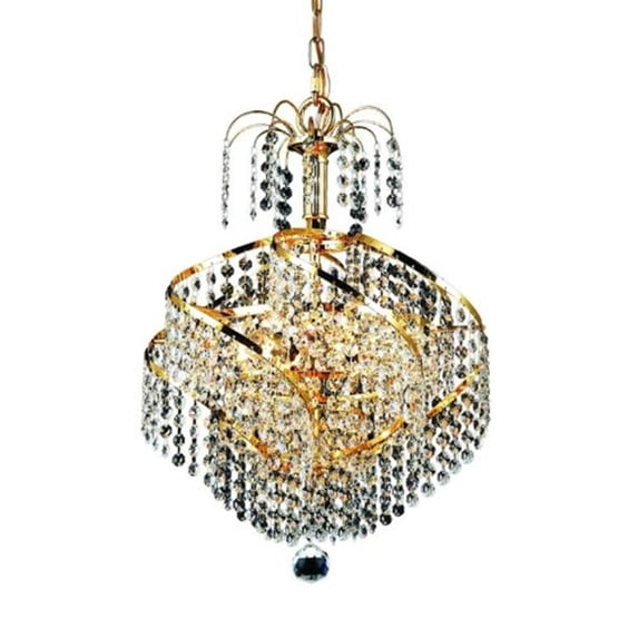 8052 Spiral Collection Pendant D:14in H:16in Lt:3 Gold Finish (Elegant Cut Crystals)