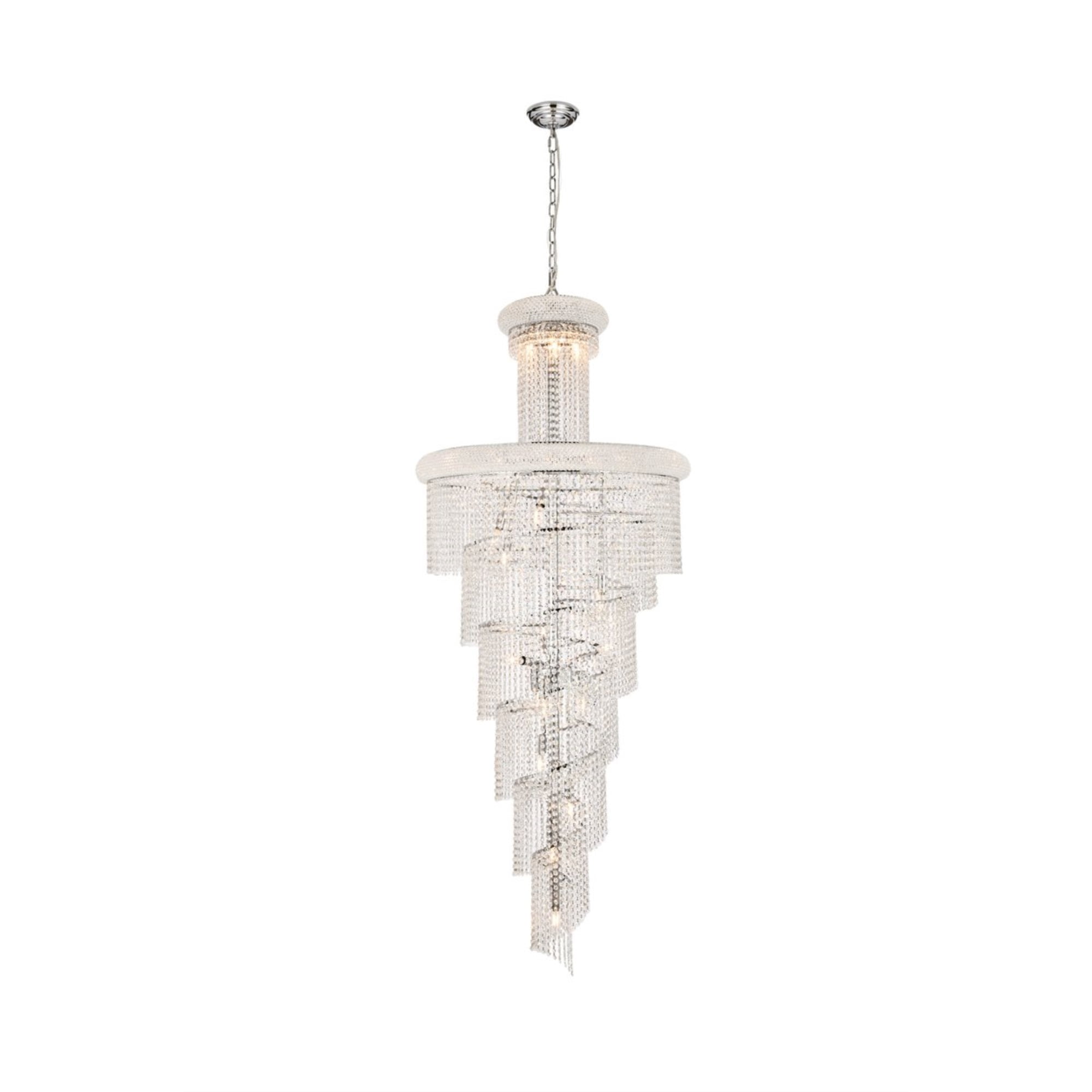 Elegant 30" Chrome Spiral Chandelier with Clear Royal Cut Crystal