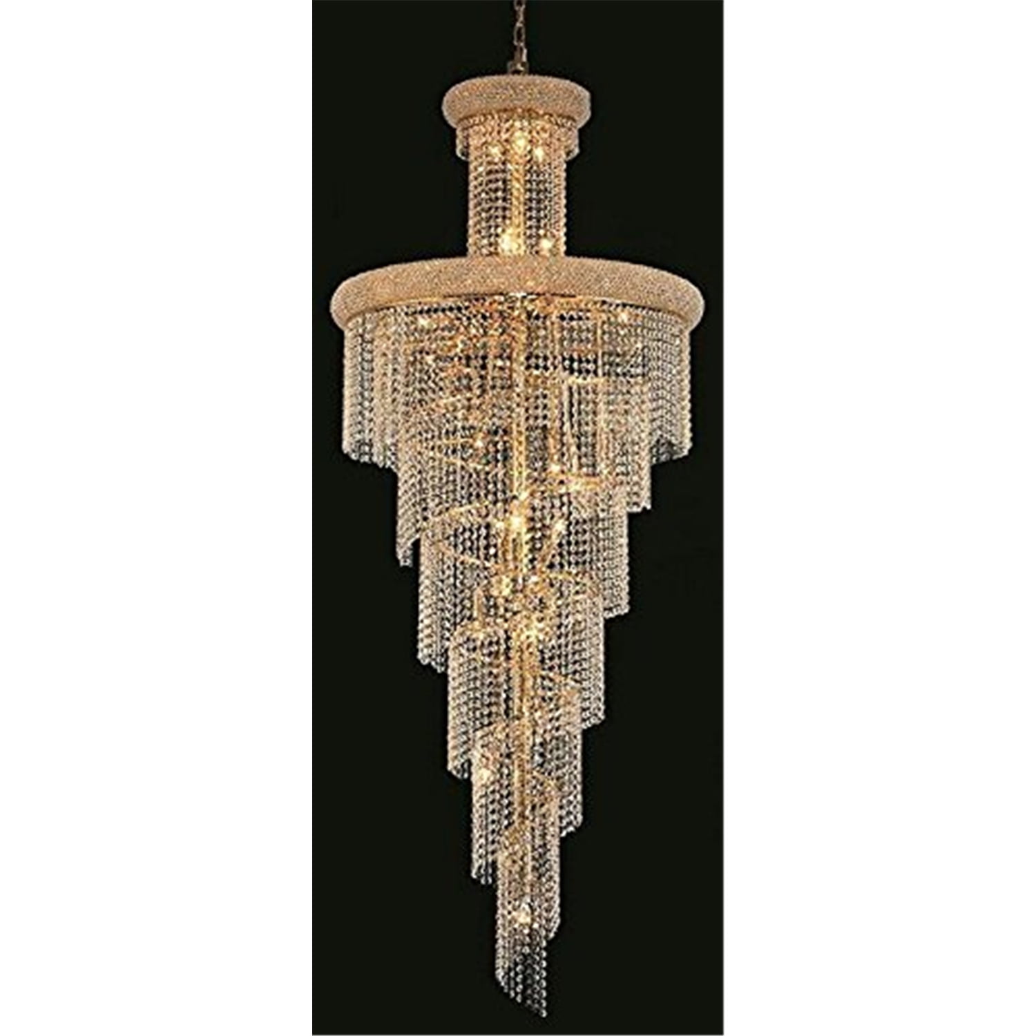 Gold 30" Spiral 28-Light Royal Cut Crystal Chandelier