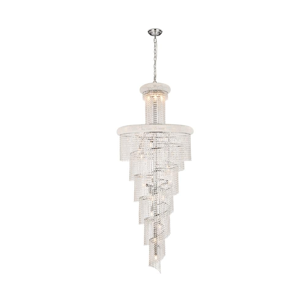 Elegant 30" Chrome Spiral Chandelier with Clear Royal Cut Crystal