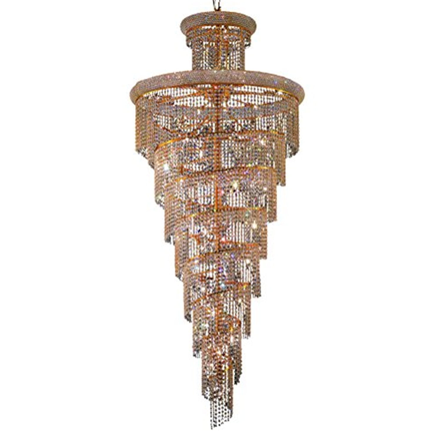 Gold Spiral 32-Light Chandelier with Royal Cut Crystal