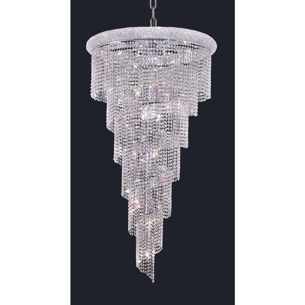 Royal Cut Crystal 22-Light Chrome Spiral Chandelier