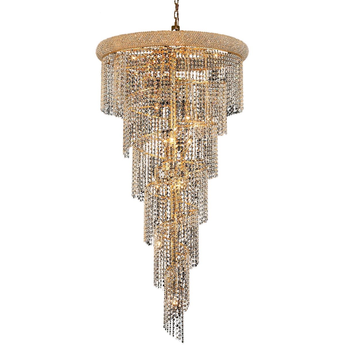 Austrian Spiral Elegance 22-Light Gold Crystal Chandelier