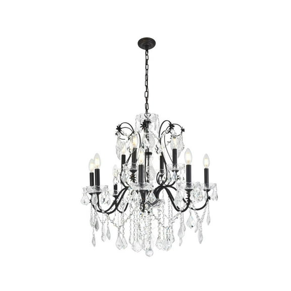 2015 St. Francis Collection Chandelier D:28in H:28in Lt:12 Dark Bronze Finish (Royal Cut Crystals)