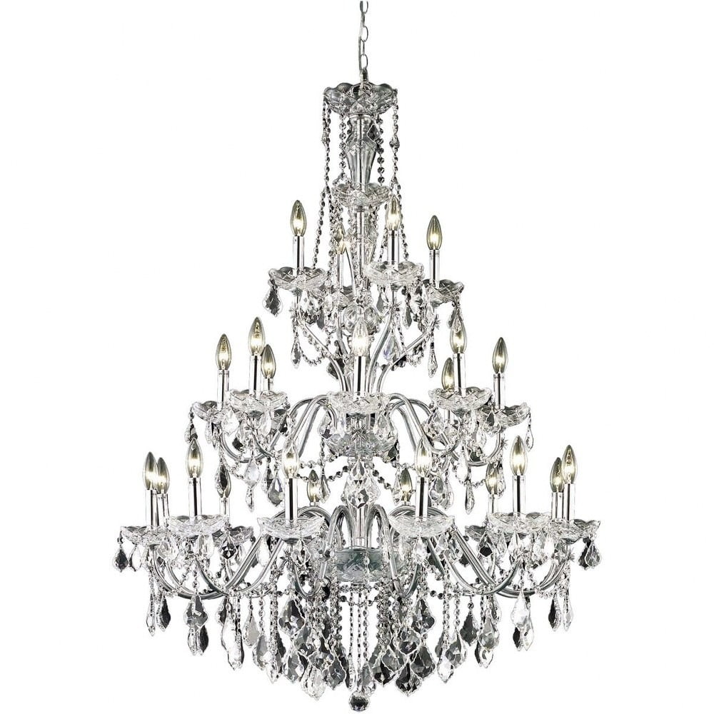 Royal Cut Crystal 24-Light Chrome Finish Chandelier