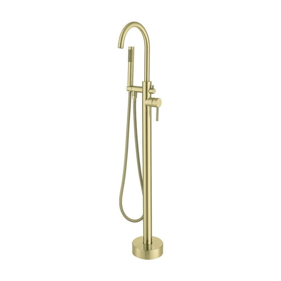 Elegant Lighting Steven Floor Mounted Roman Tub Faucet With Handshower In Brushed Gold