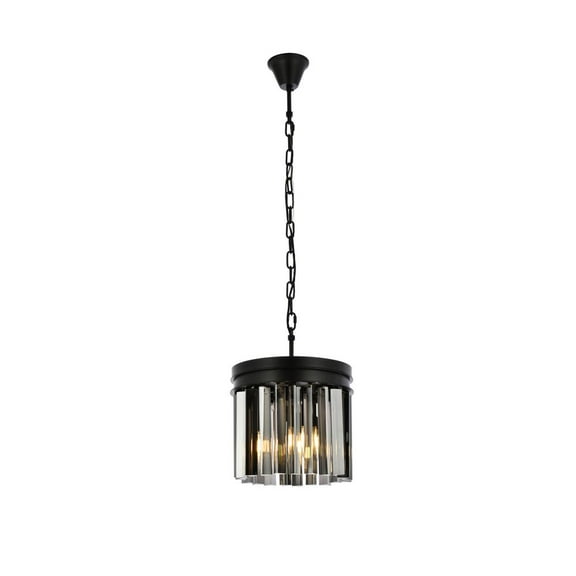 1208 Sydney Collection Pendent lamp D:12" H:13" Lt:3 Mocha Brown Finish (Royal Cut Silver Shade Crystals)