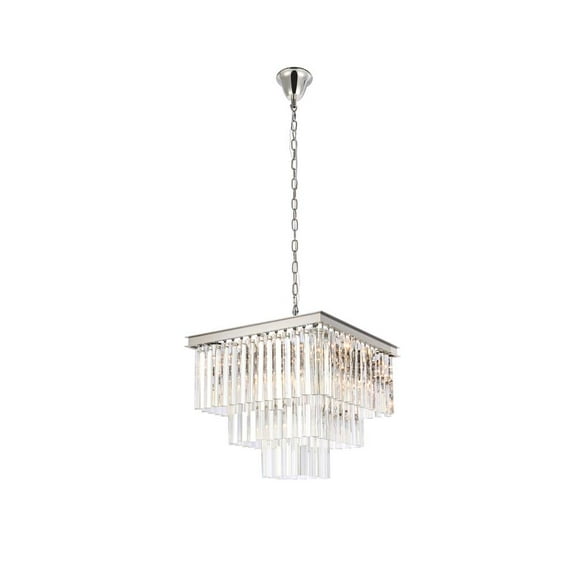 Elegant Lighting Sydney 21.5" Metal/Crystal Chandelier in Polished Nickel/Clear