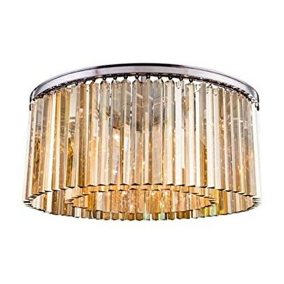 1208 Sydney Collection Flush Mount D:31.5" H:13.5" Lt:8 Polished nickel Finish (Royal Cut Golden Teak Crystals)