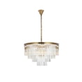 thumbnail image 1 of Elegant Lighting Sydney 32" Modern Metal/Crystal Chandelier in Satin Gold/Clear, 1 of 9