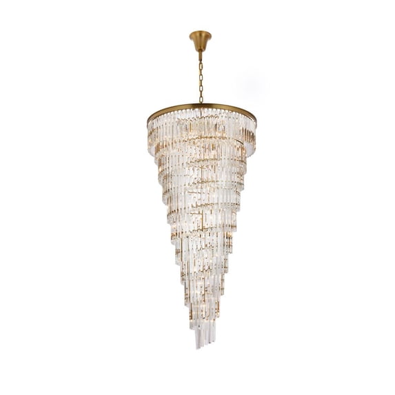 Elegant Lighting Sydney 36.5 inch spiral crystal chandelier in satin gold