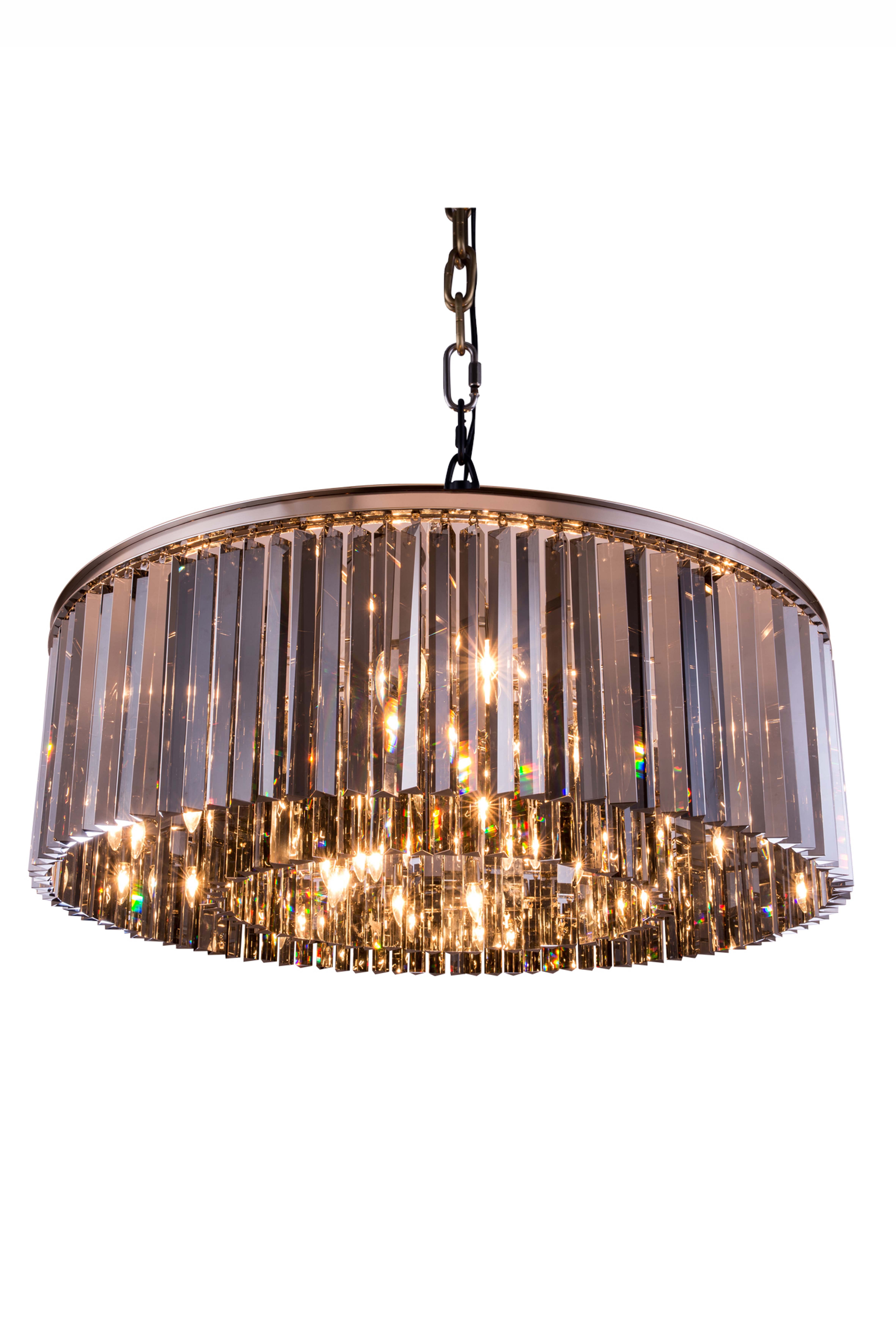 Sydney 44" Polished Nickel Crystal Chandelier with Silver Shade