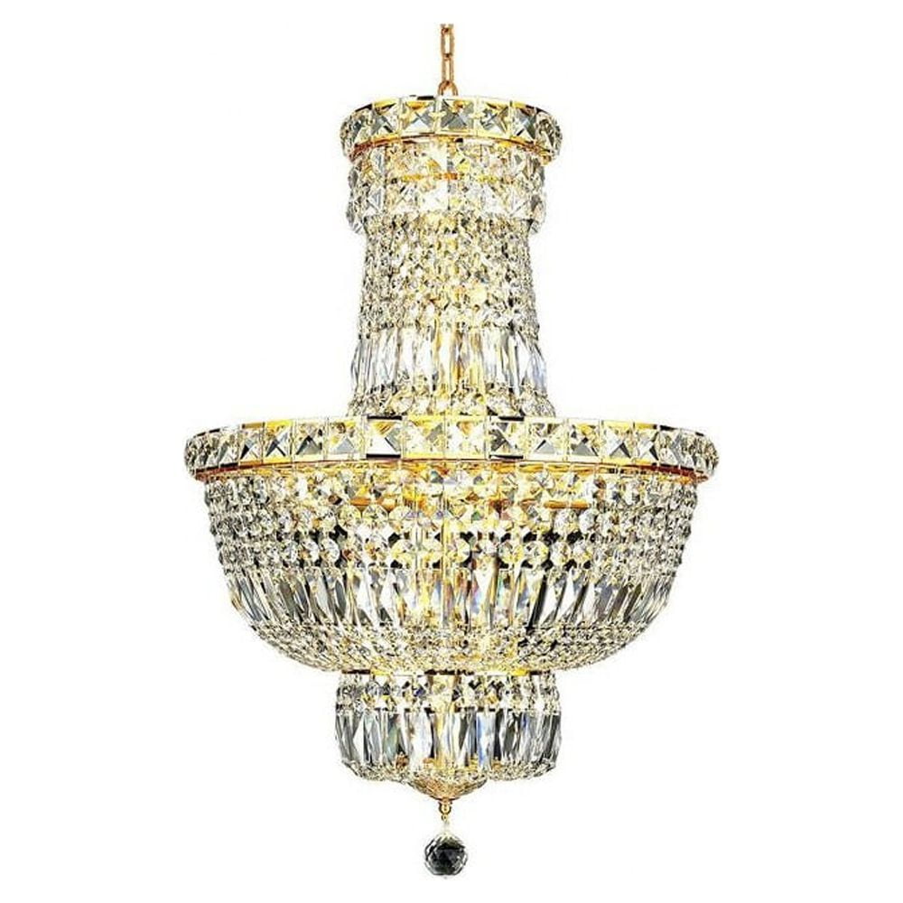 Gold 12-Light Pendant with Clear Royal Cut Crystal