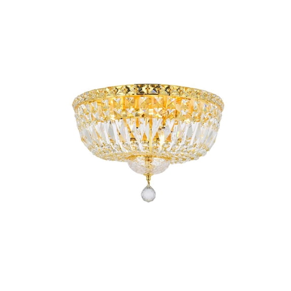 2528 Tranquil Collection Flush Mount D16in H10in Lt:6 Gold Finish (Royal Cut Crystals)
