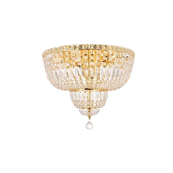 Elegant Lighting Value Tranquil 10 light Gold Flush Mount Clear Royal Cut Crystal