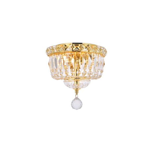 Elegant Lighting Tranquil 8" 2 Light Royal Crystal Flush Mount