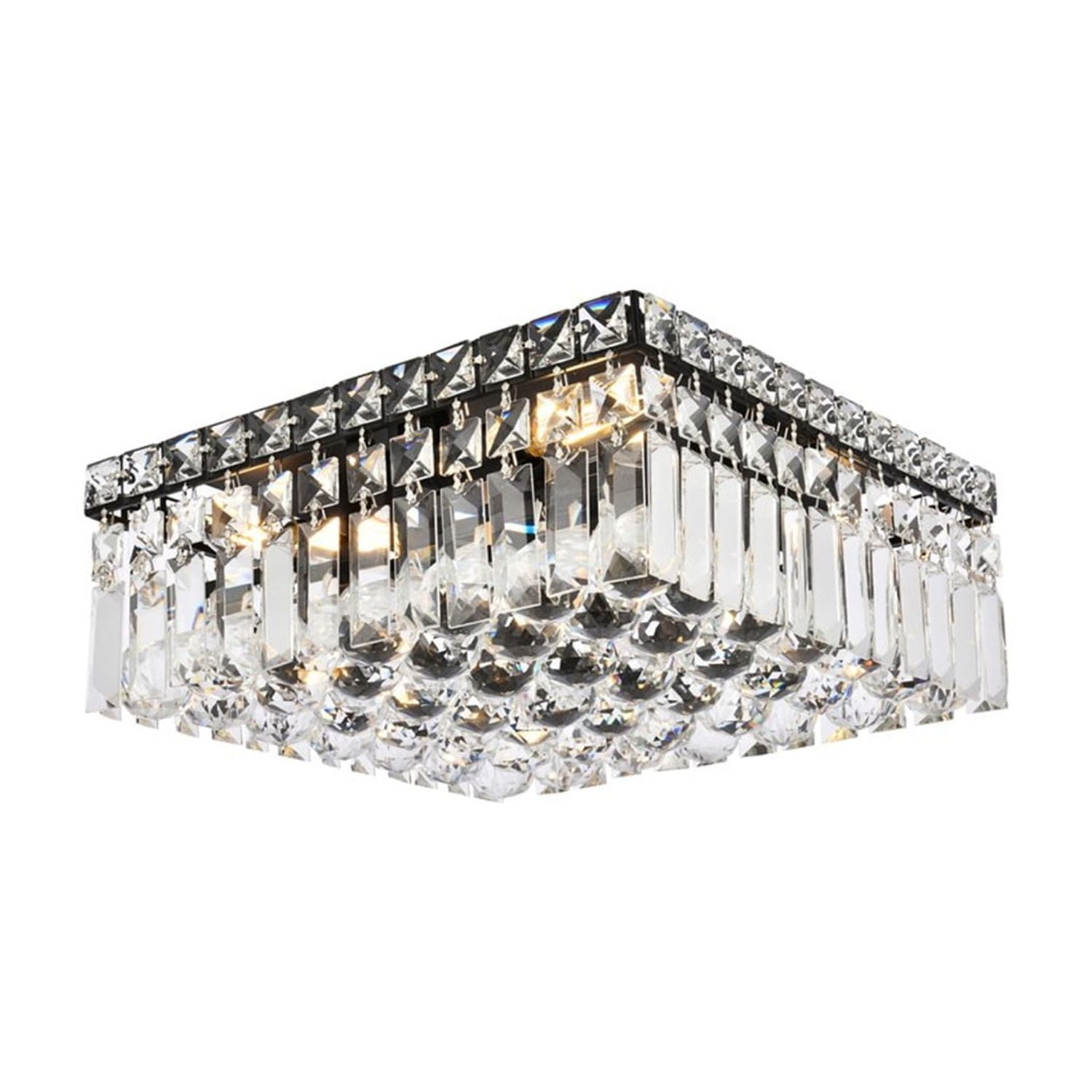 Maxime 14-Inch Black and Crystal LED Flush Mount
