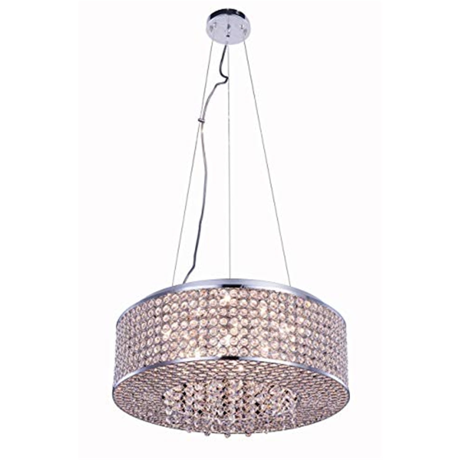 Amelie 20" Chrome Drum Pendant with Royal Cut Crystals