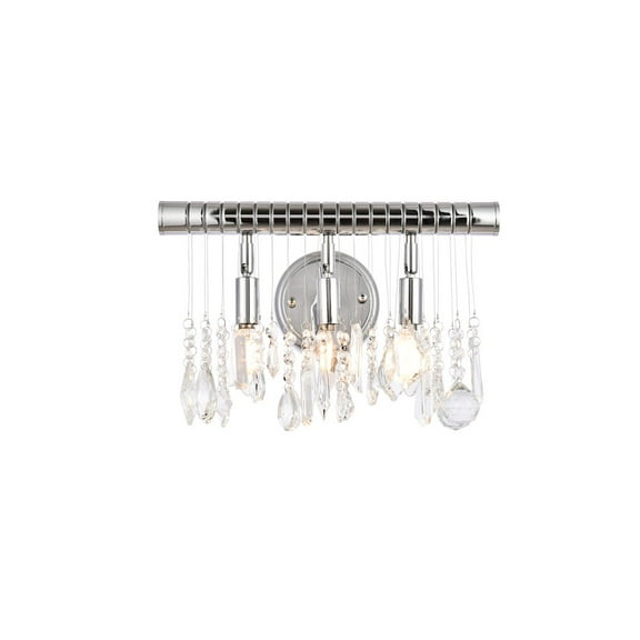 Elegant Lighting Chorus Line 3 Light Chrome Wall Sconce Clear Royal Cut Crystal