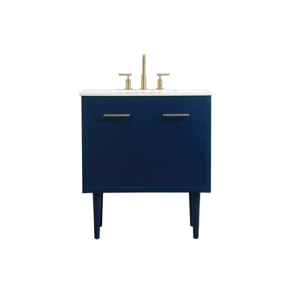 Elegant Decor Cyrus 30" Aluminum MDF Single Bathroom Vanity in Blue