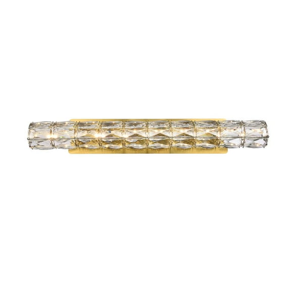 Elegant Lighting Valetta 30" Metal and Crystal LED Linear Wall Sconce in Gold