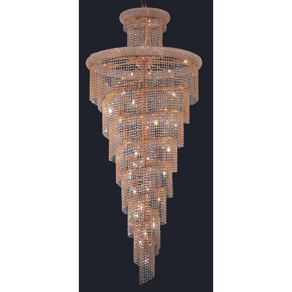 Gold Spiral 32-Light Chandelier with Royal Cut Crystal