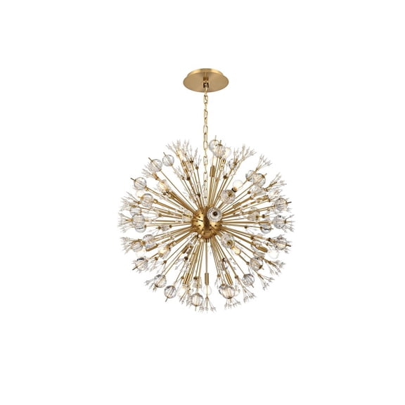 Elegant Lighting Vera 32" Crystal Starburst Round Pendant In Gold