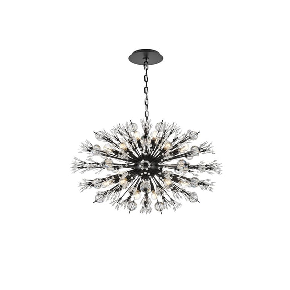 Elegant Lighting Vera 36" Crystal Starburst Oval Pendant In Black