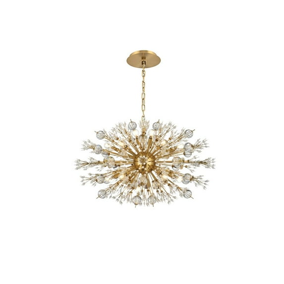 Elegant Lighting Vera 36" Crystal Starburst Oval Pendant In Gold