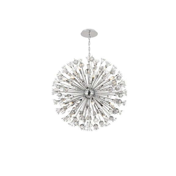Elegant Lighting Vera 38 inch crystal starburst round pendant in chrome