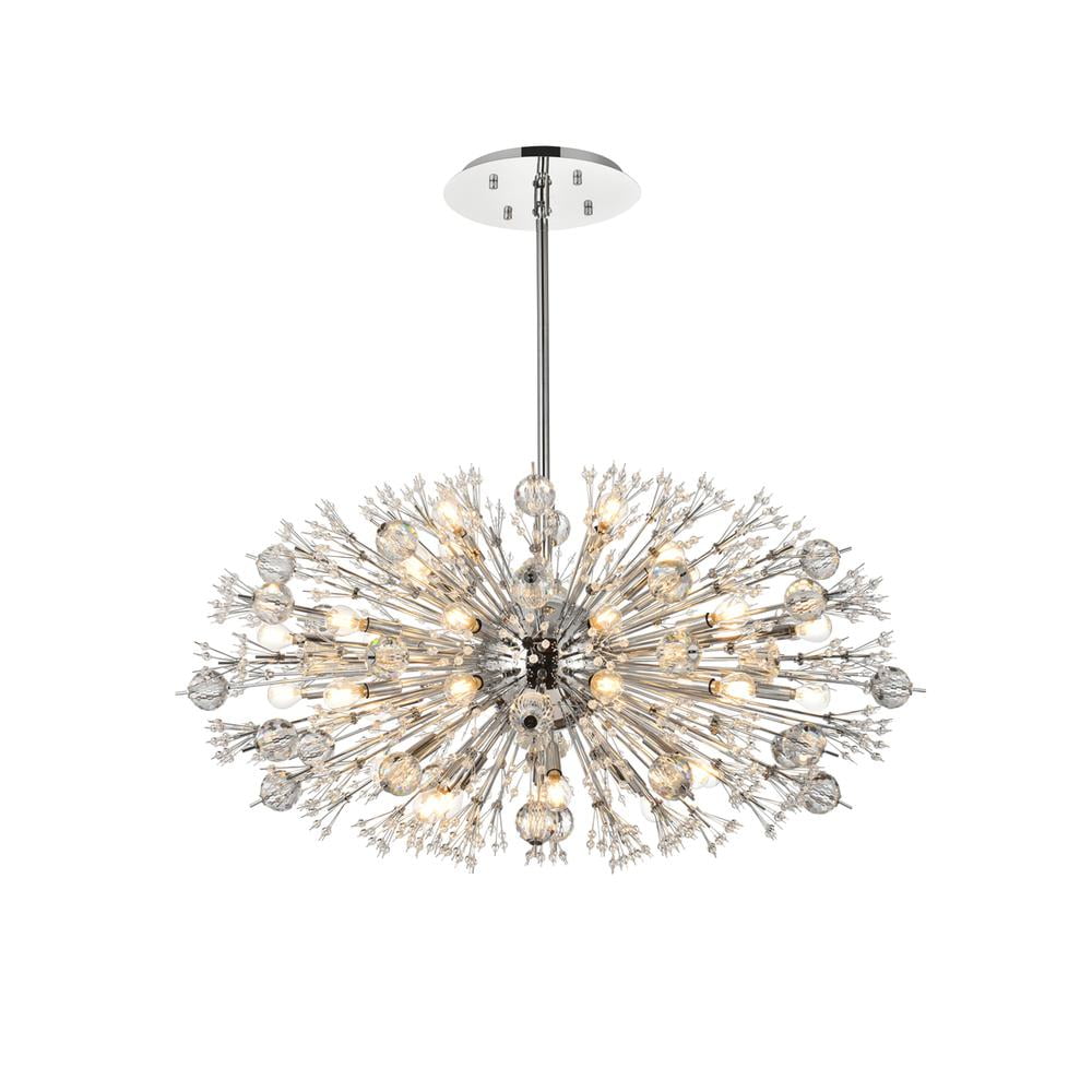 Vera 38-Light Chrome and Crystal Starburst Pendant