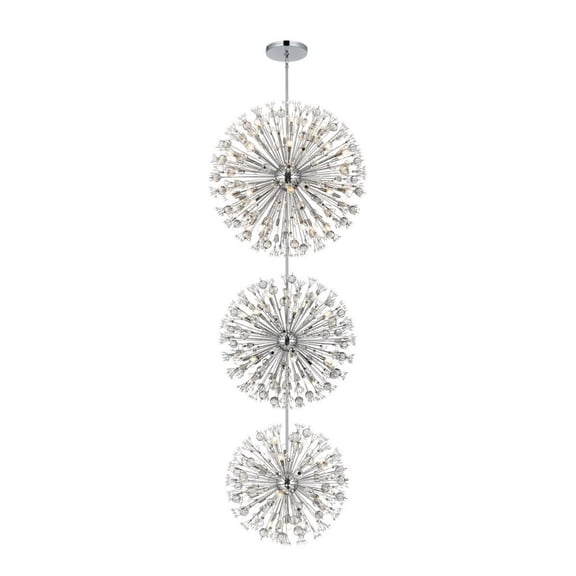 Elegant Lighting Vera 44" Modern Metal/Crystal Chandelier in Chrome/Clear
