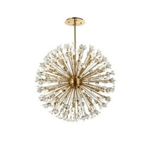 Elegant Lighting Vera 44" Round Metal and Crystal Starburst Pendant in Gold